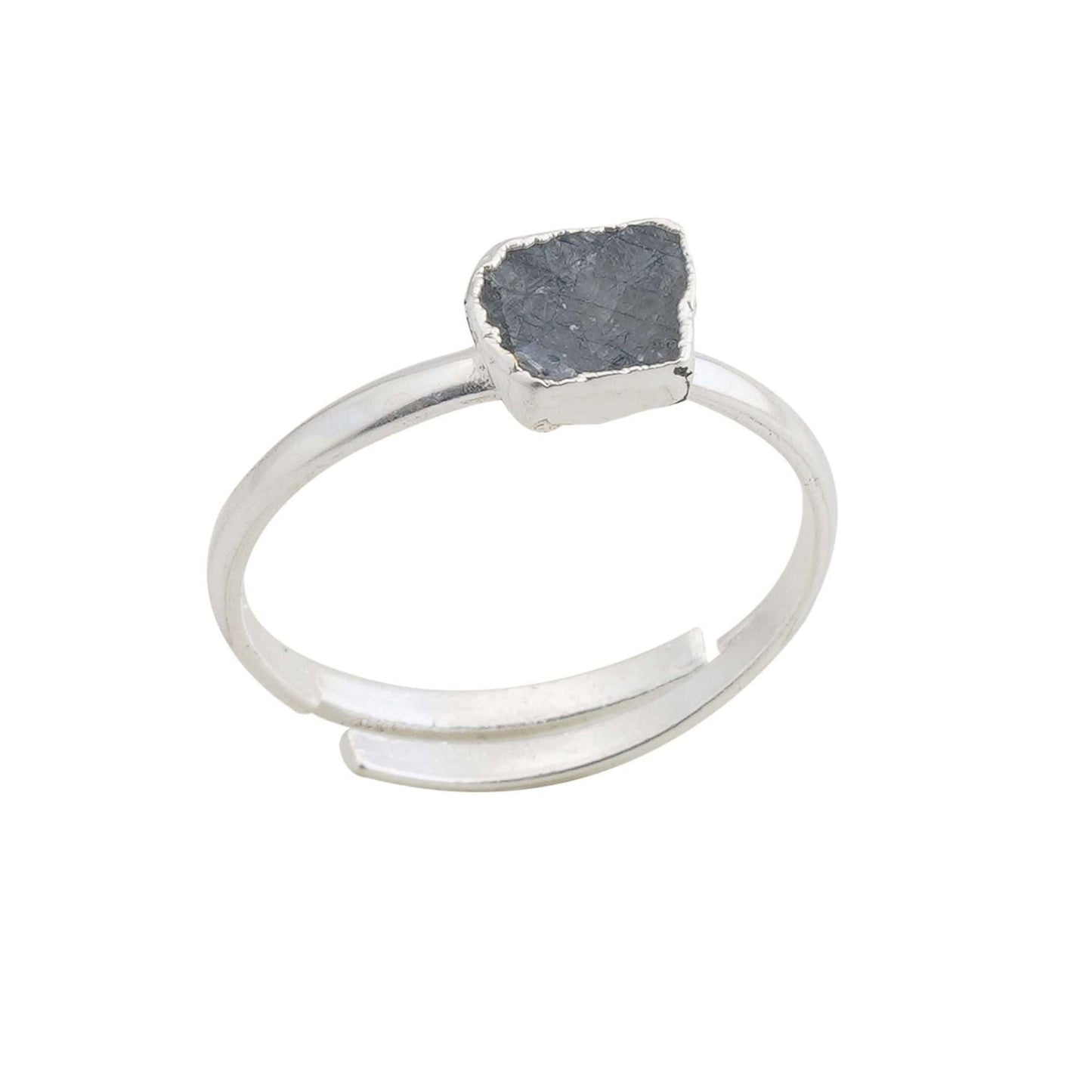 Aquamarine Adjustable Ring Handmade in its Natural form in 925 Silver - Shopgalaxy