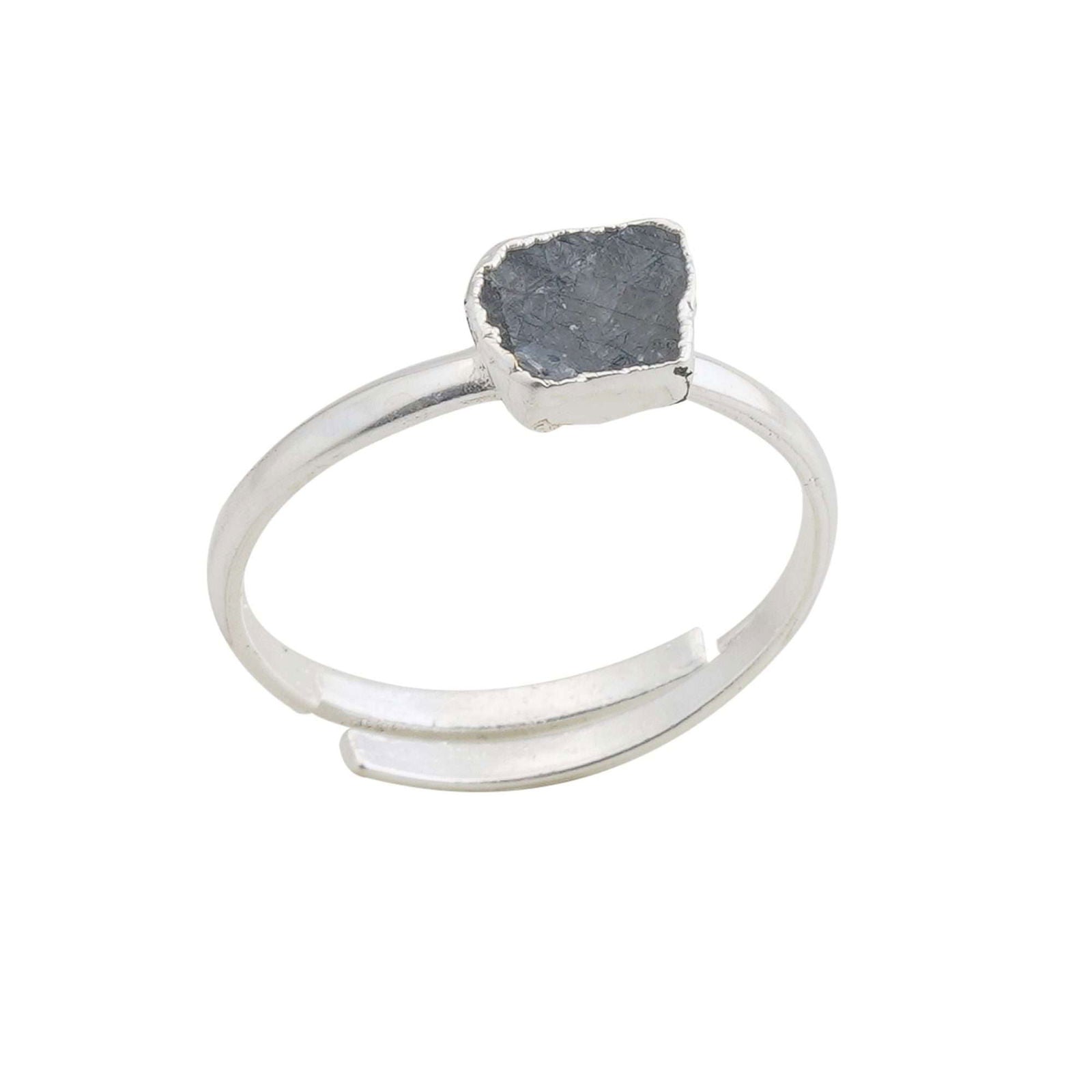 Aquamarine Adjustable Ring Handmade in its Natural form in 925 Silver - Shopgalaxy