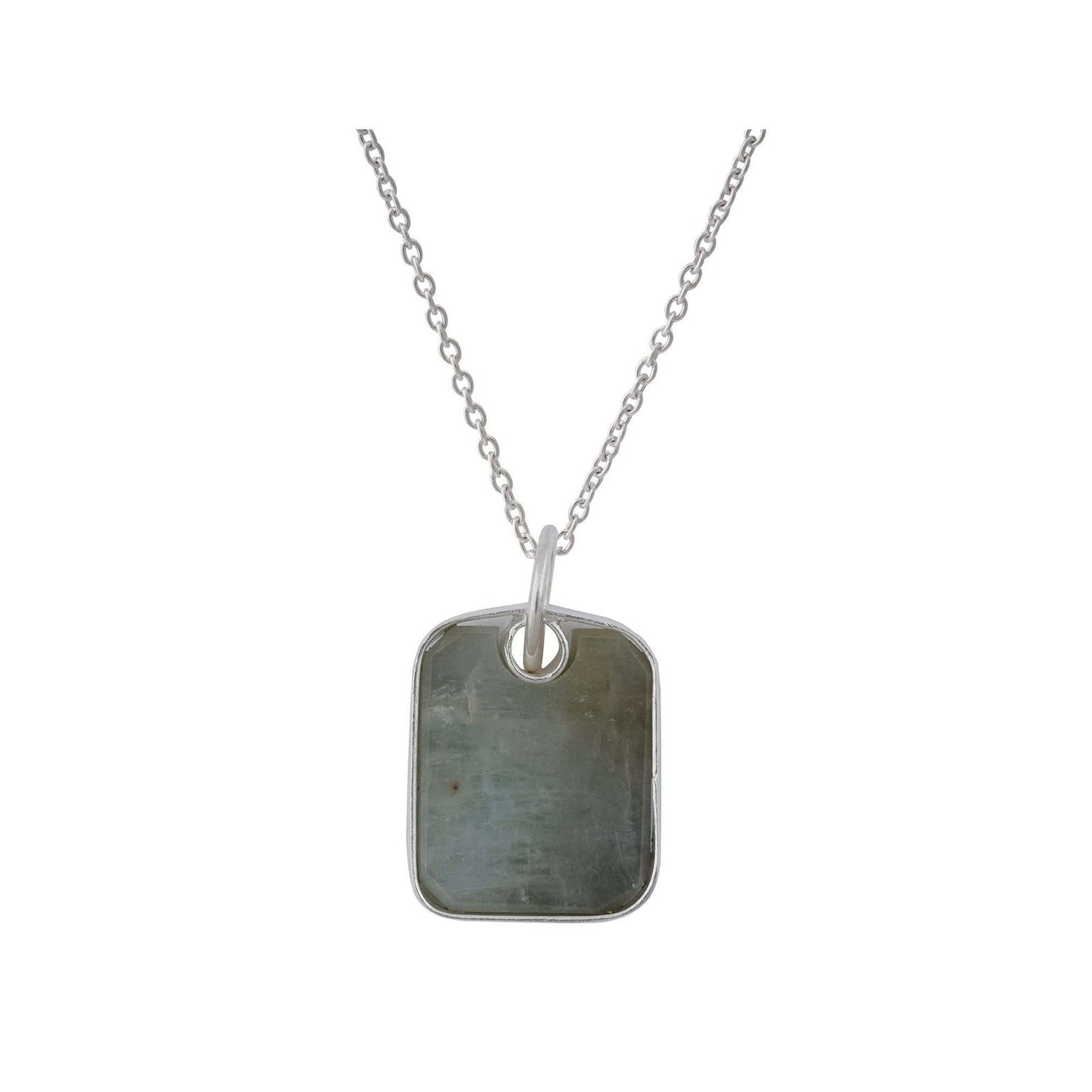 Aquamarine Pendant in rectangular shape for Men handmade in Silver 925 - Shopgalaxy