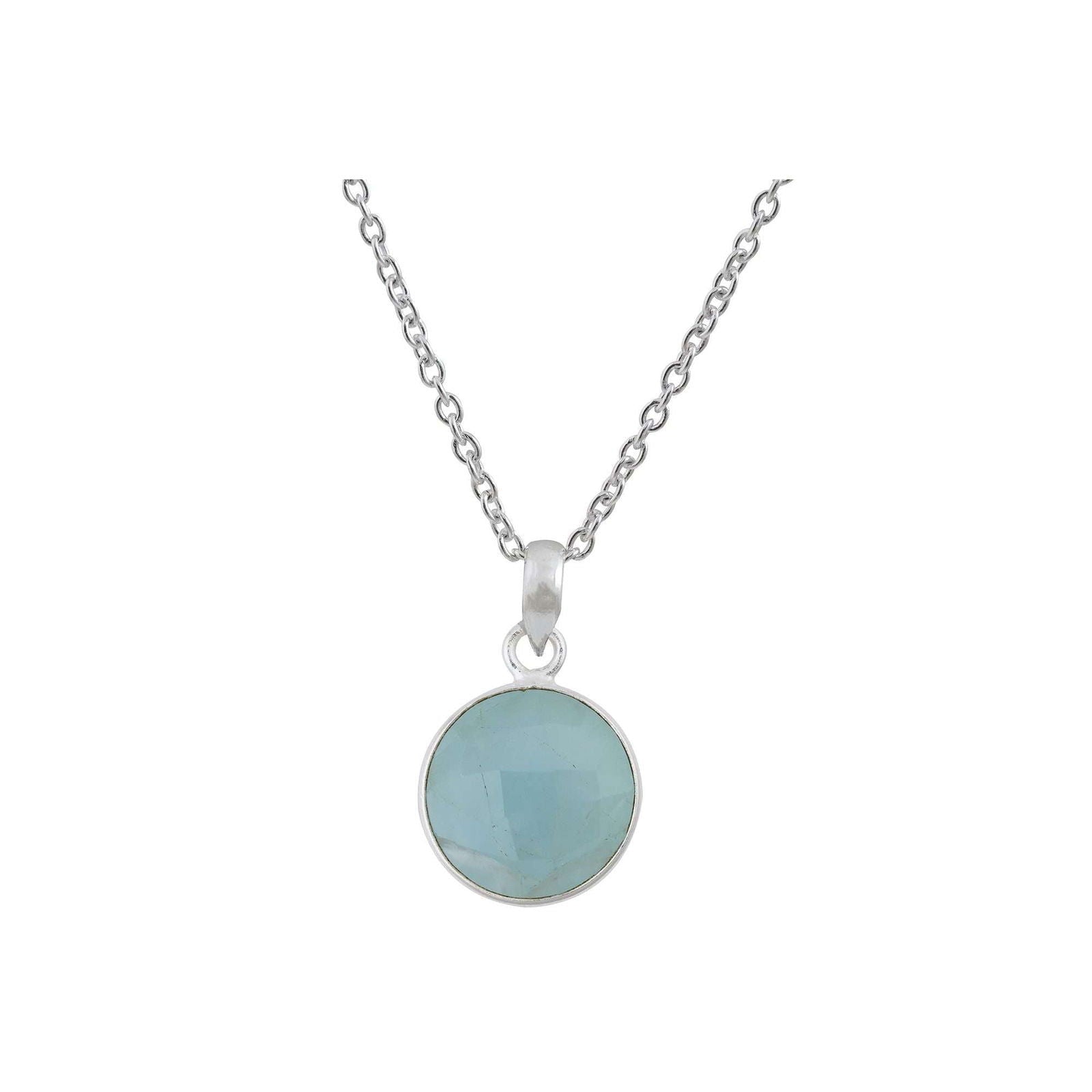 Aquamarine Pendant in round shape for Men handmade in Silver 925 - Shopgalaxy.ch
