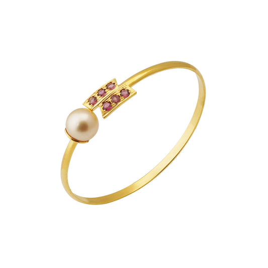 South Sea Golden Pearl 10.5-11.5 mm Adjustable Bracelet  with pink tourmaline stone-0