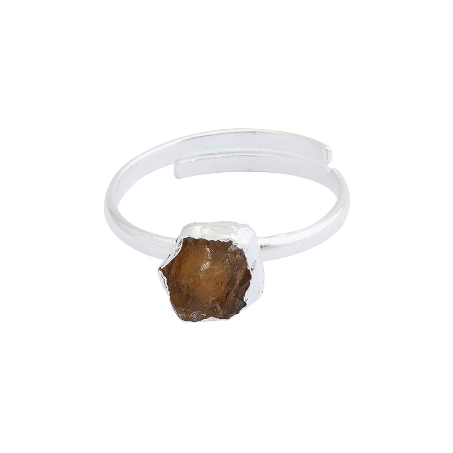 Citrine Adjustable Ring Handmade in its Natural form in 925 Silver - Shopgalaxy