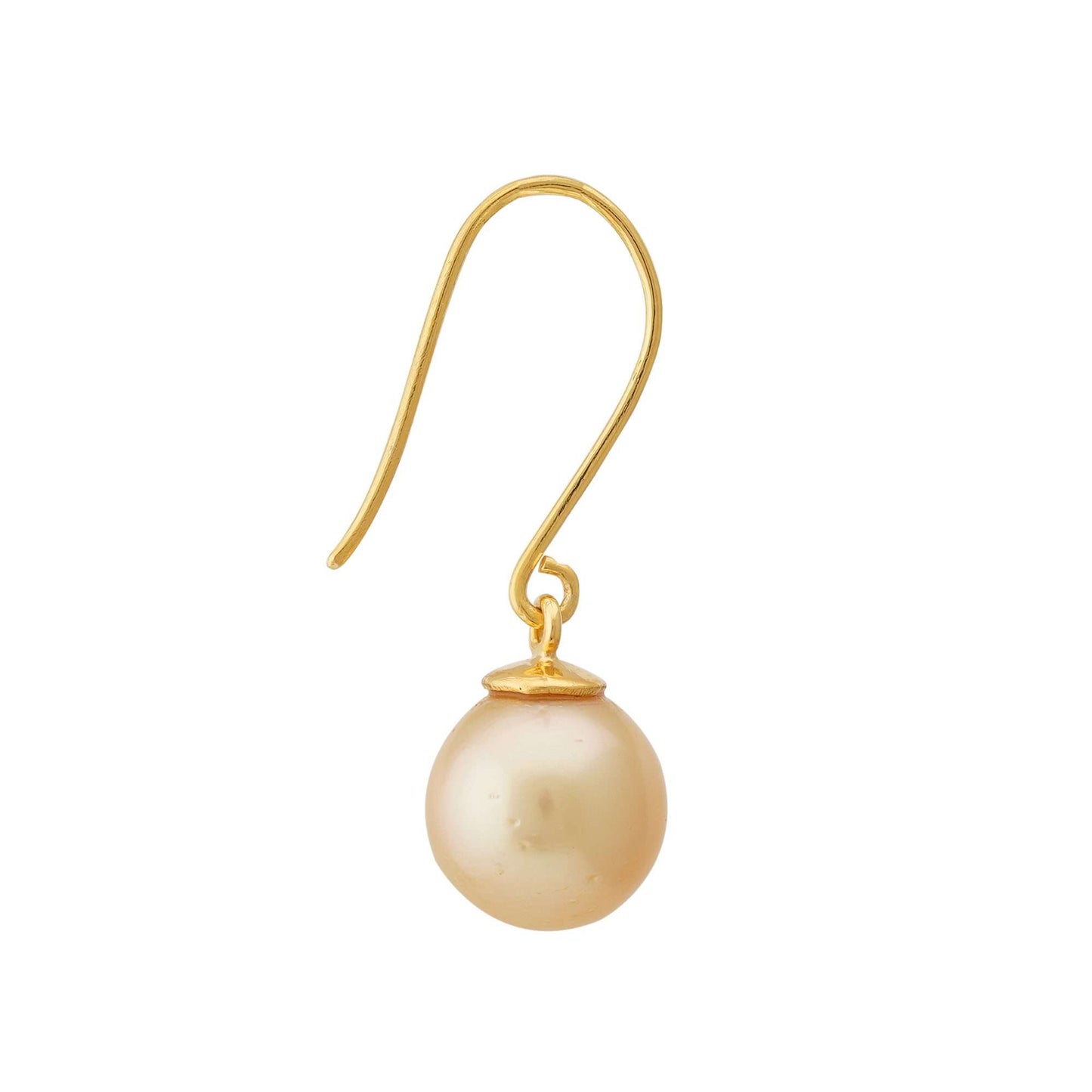 South Sea Golden Pearls French Hook Nantes Earrings in 10 CT Gold 8.5 - 9.5 MM AA+-4