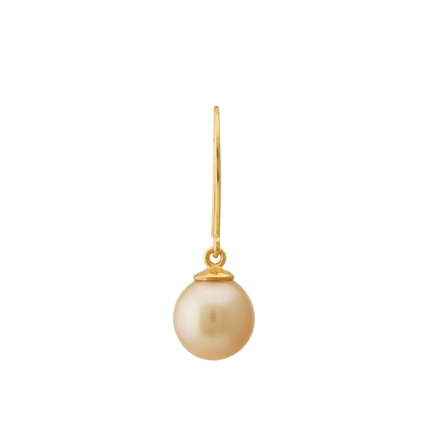 South Sea Golden Pearls French Hook Nantes Earrings in 10 CT Gold 8.5 - 9.5 MM AA+-3