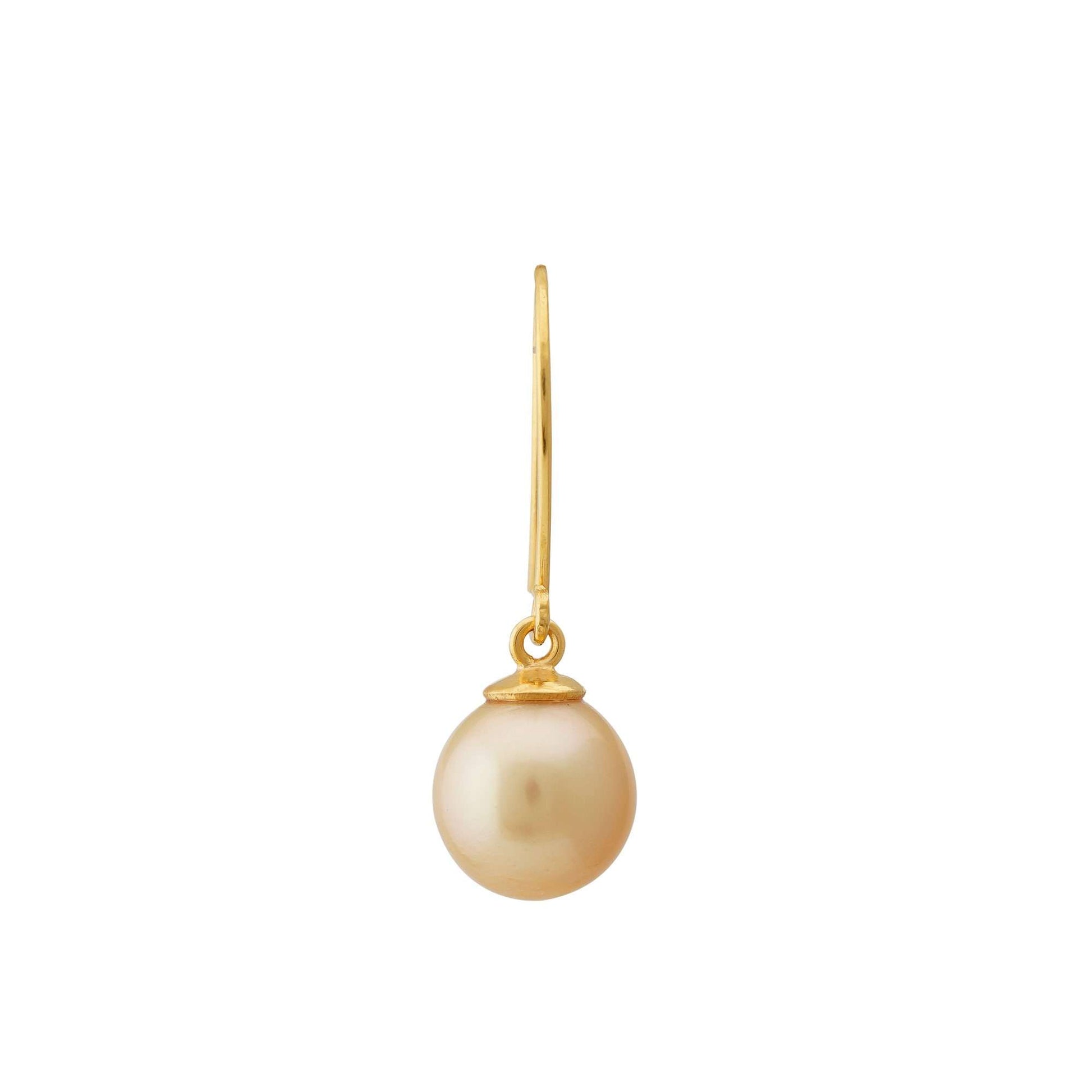 South Sea Golden Pearls French Hook Nantes Earrings in 10 CT Gold 8.5 - 9.5 MM AA+-3