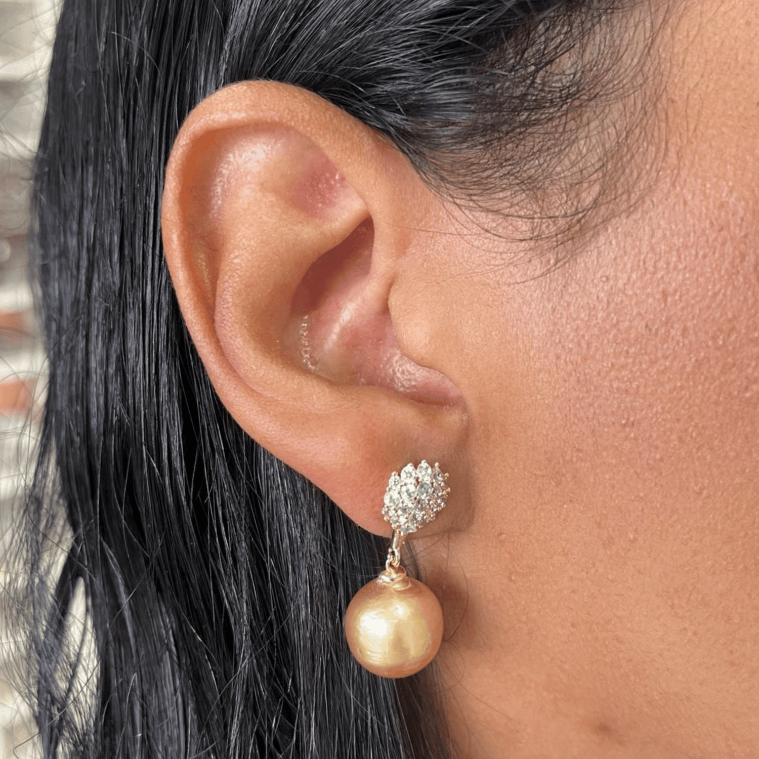 South Sea Gold Cape Leveque Baroque Pearls Drop Earrings 12-13 MM AA+-0