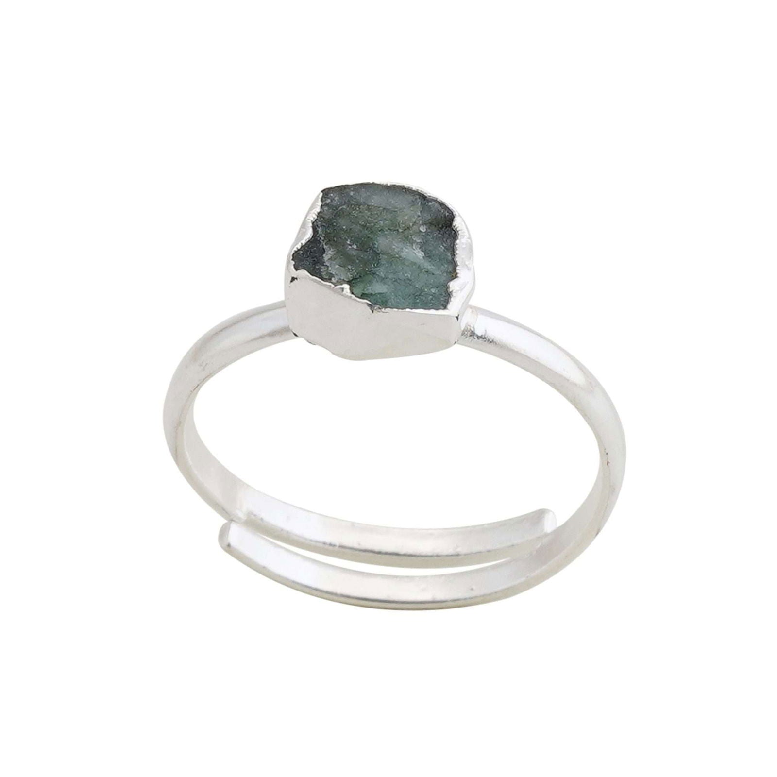 Emerald Adjustable Ring Handmade in its Natural form in 925 Silver - Shopgalaxy
