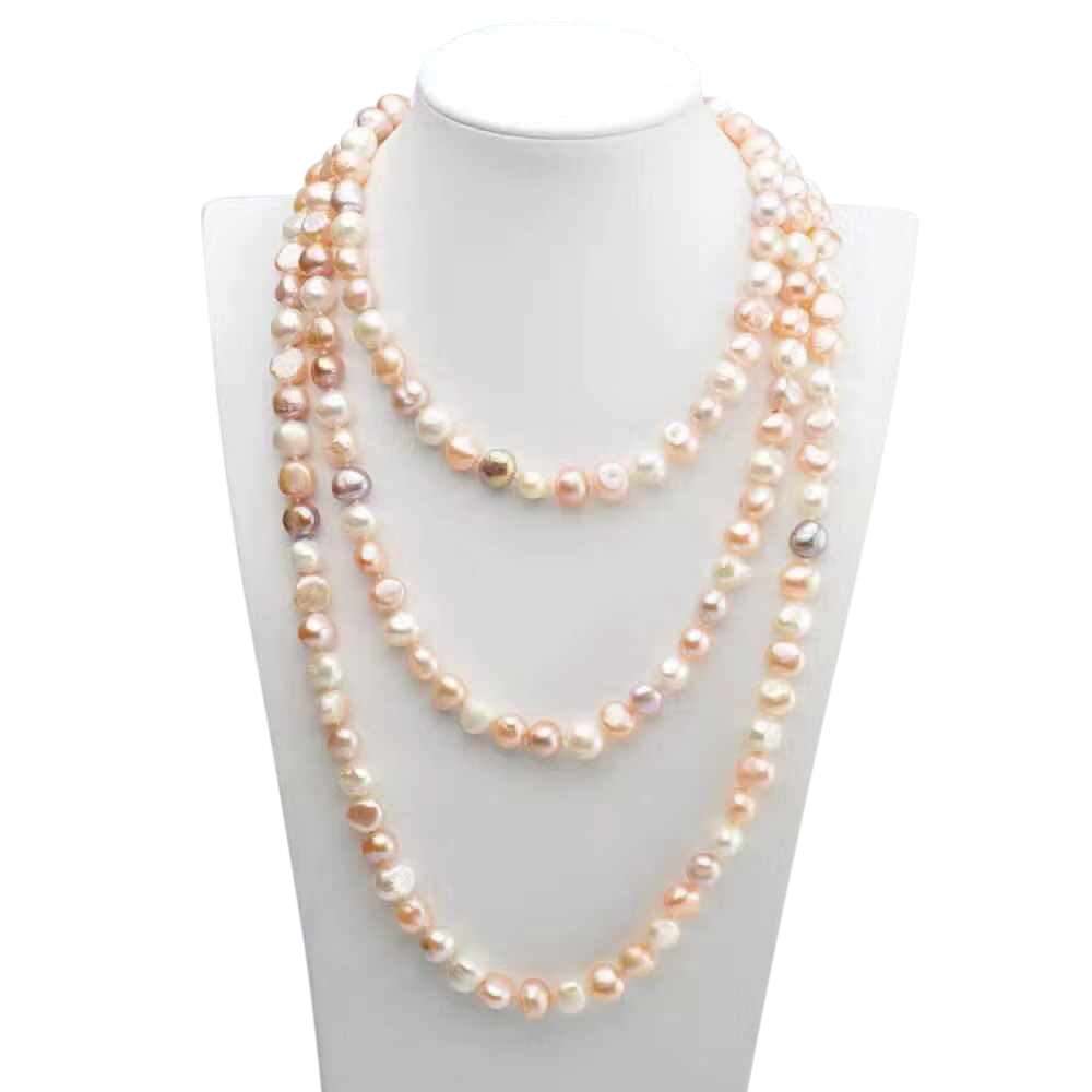 Freshwater Baroque Mixed Colour 63.8 inches Teneriffe Strand Necklace 10-11 mm AAA - Shopgalaxy