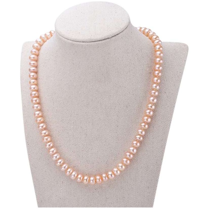 Freshwater Button Shape Pink 17.7 inches Hawthorne Strand Necklace 8-9 mm AAA - Shopgalaxy.ch