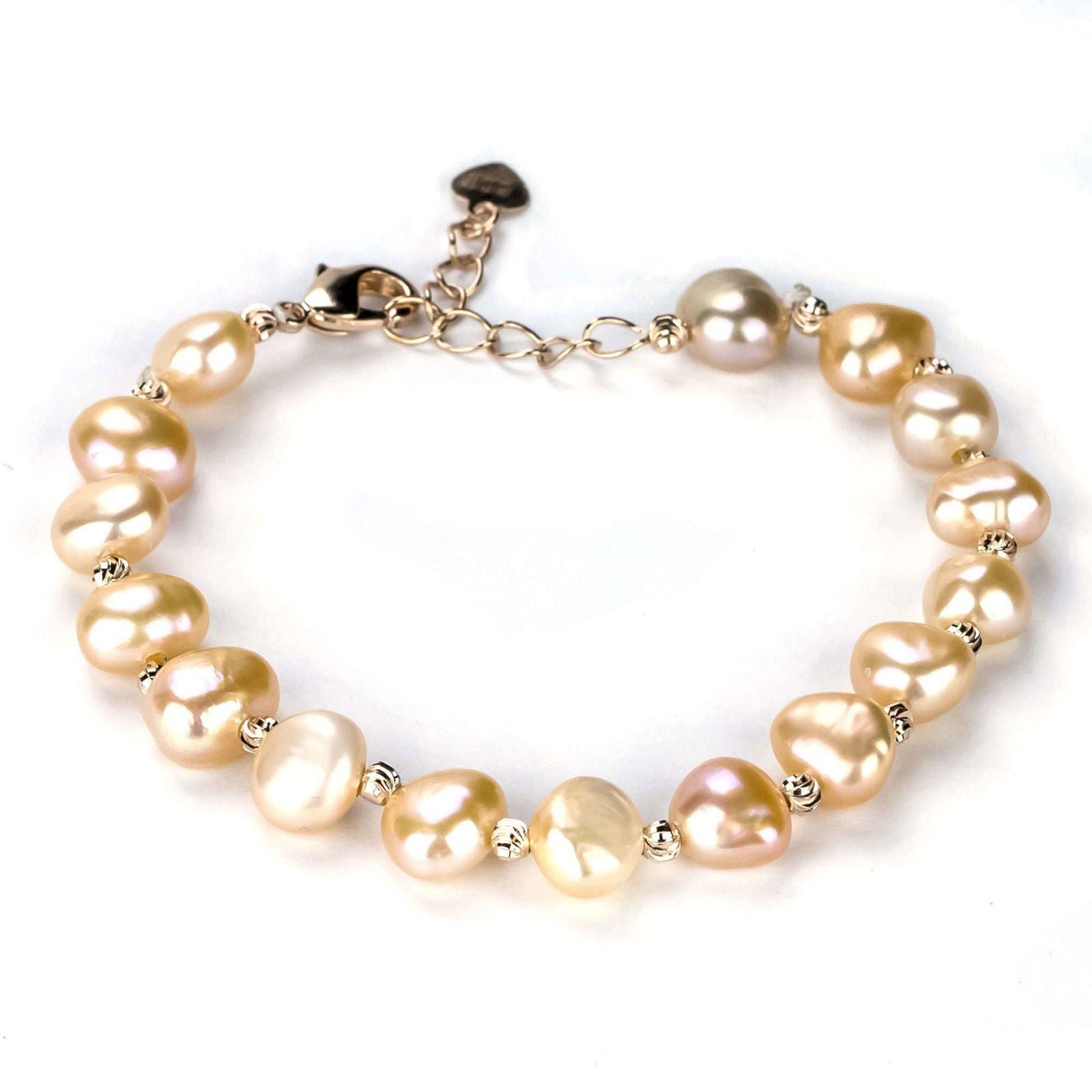 Freshwater Button Shape Pink Clayfield Bracelet 8-9 mm AAAA - Shopgalaxy.ch
