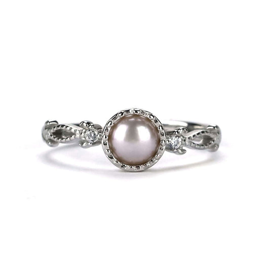 Freshwater Button Shape Purple Pearls Kensington Ring 5 mm AAAA - Shopgalaxy.ch