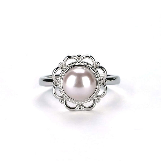 Freshwater Button Shape Purple Pearls Medindie Ring 8 mm AAAA - Shopgalaxy