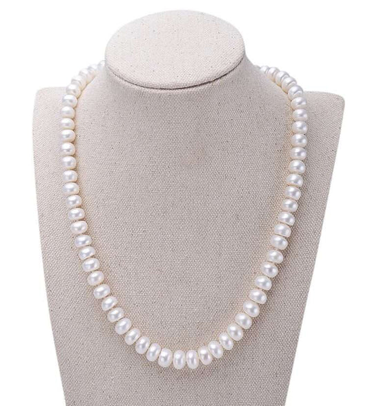 Freshwater Button Shape White 17.7 inches Hawthorne Strand Necklace 8-9 mm AAA - Shopgalaxy