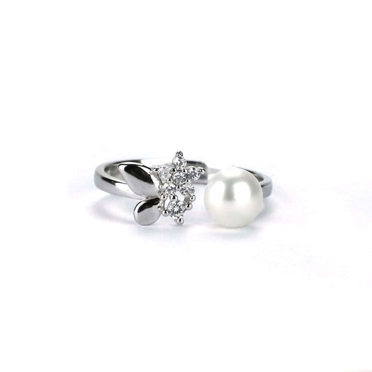 Freshwater Button Shape White Pearls Dalkeith Ring 6 mm AAAA - Shopgalaxy.ch