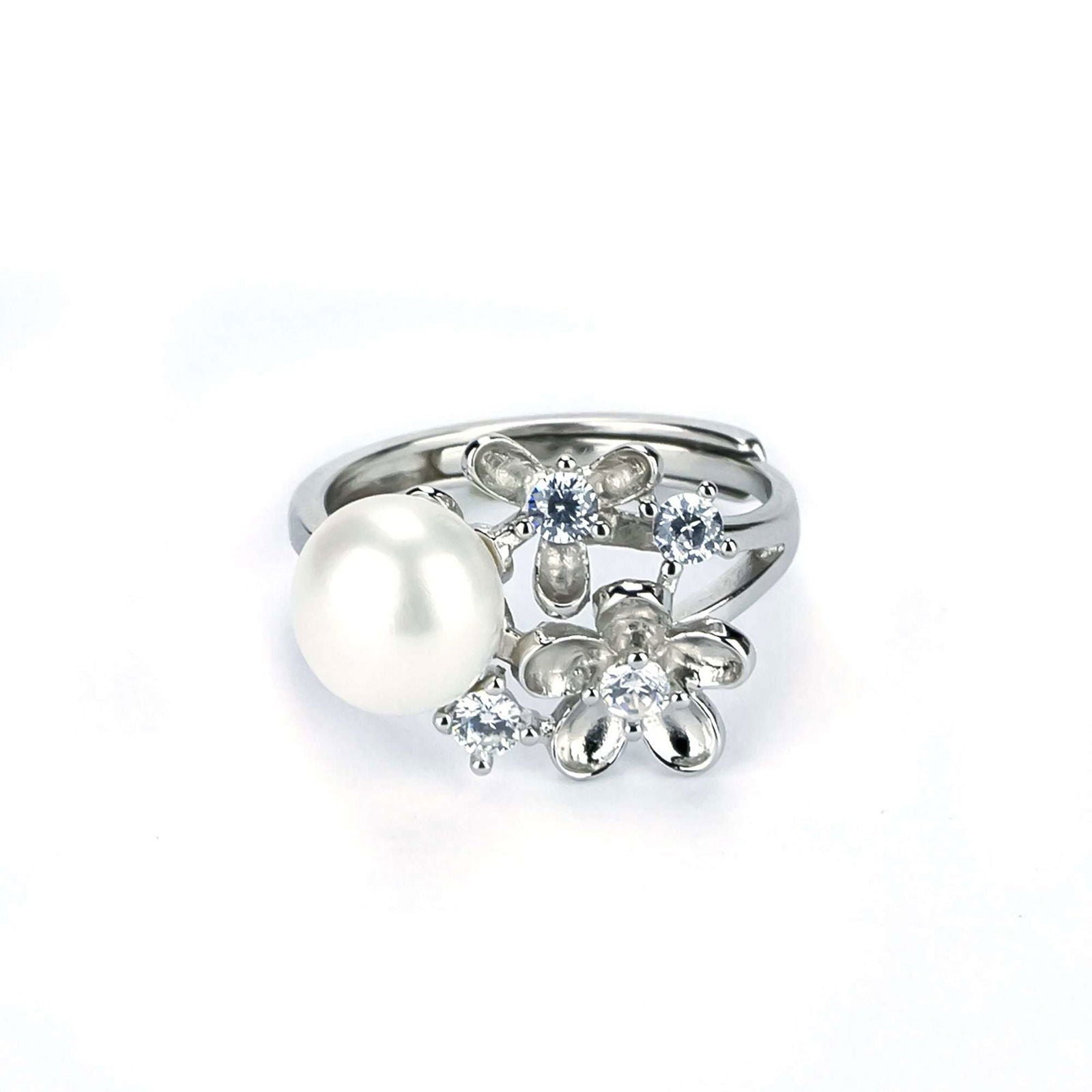 Freshwater Button Shape White Pearls Netherby Ring 8.5 mm AAAA - Shopgalaxy.ch