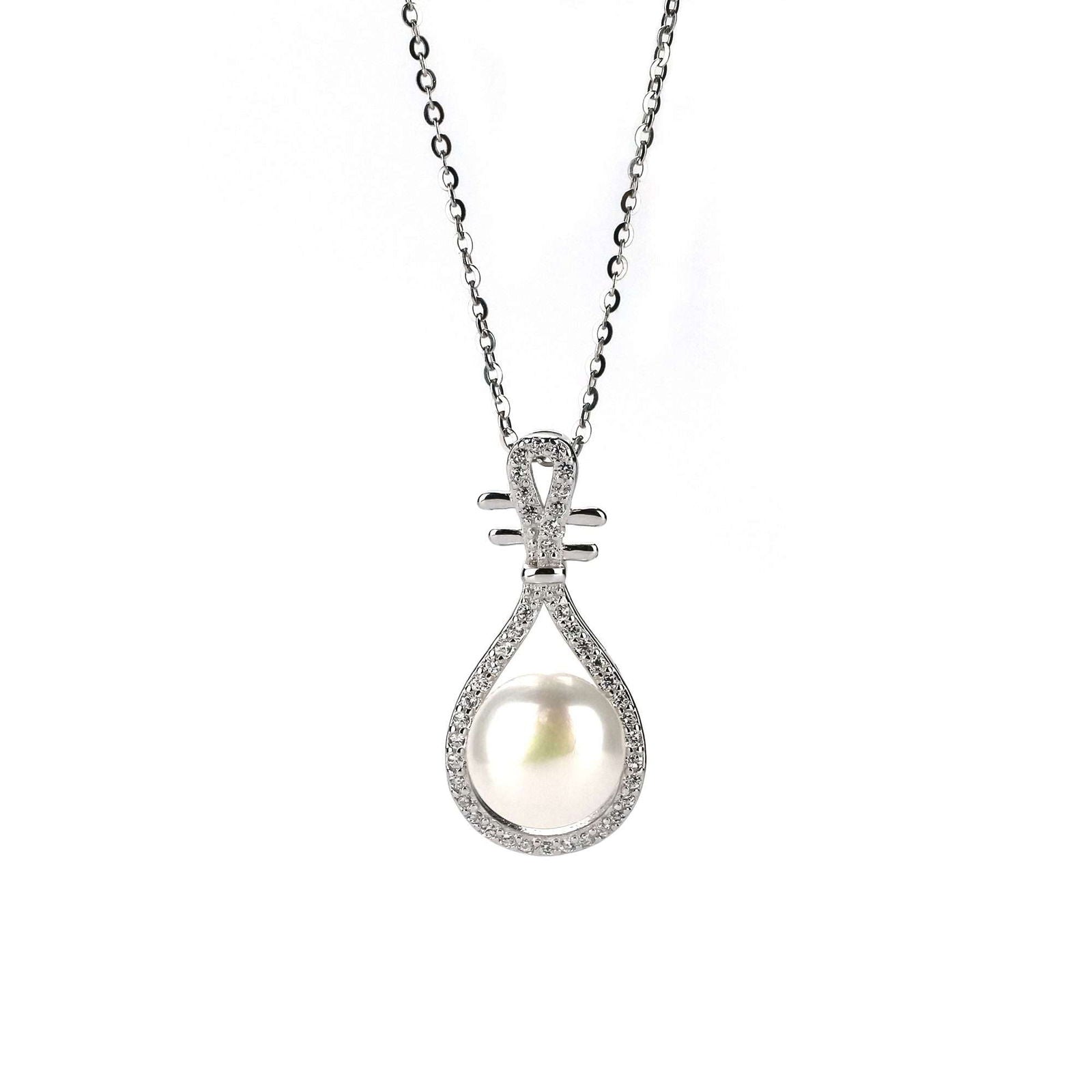 Freshwater Button Shape White Pearls Vaucluse Pendant 9 mm AAAA - Shopgalaxy
