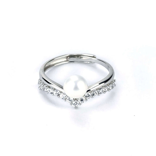 Freshwater Button Shape White Pearls Willagee Ring 7 mm AAAA - Shopgalaxy
