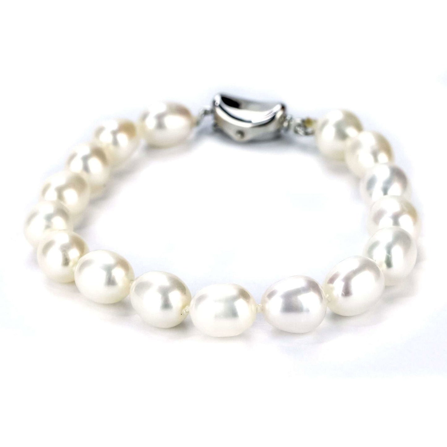 Freshwater Drop Shape White Auchenflower Bracelet 8-9 mm AAA - Shopgalaxy