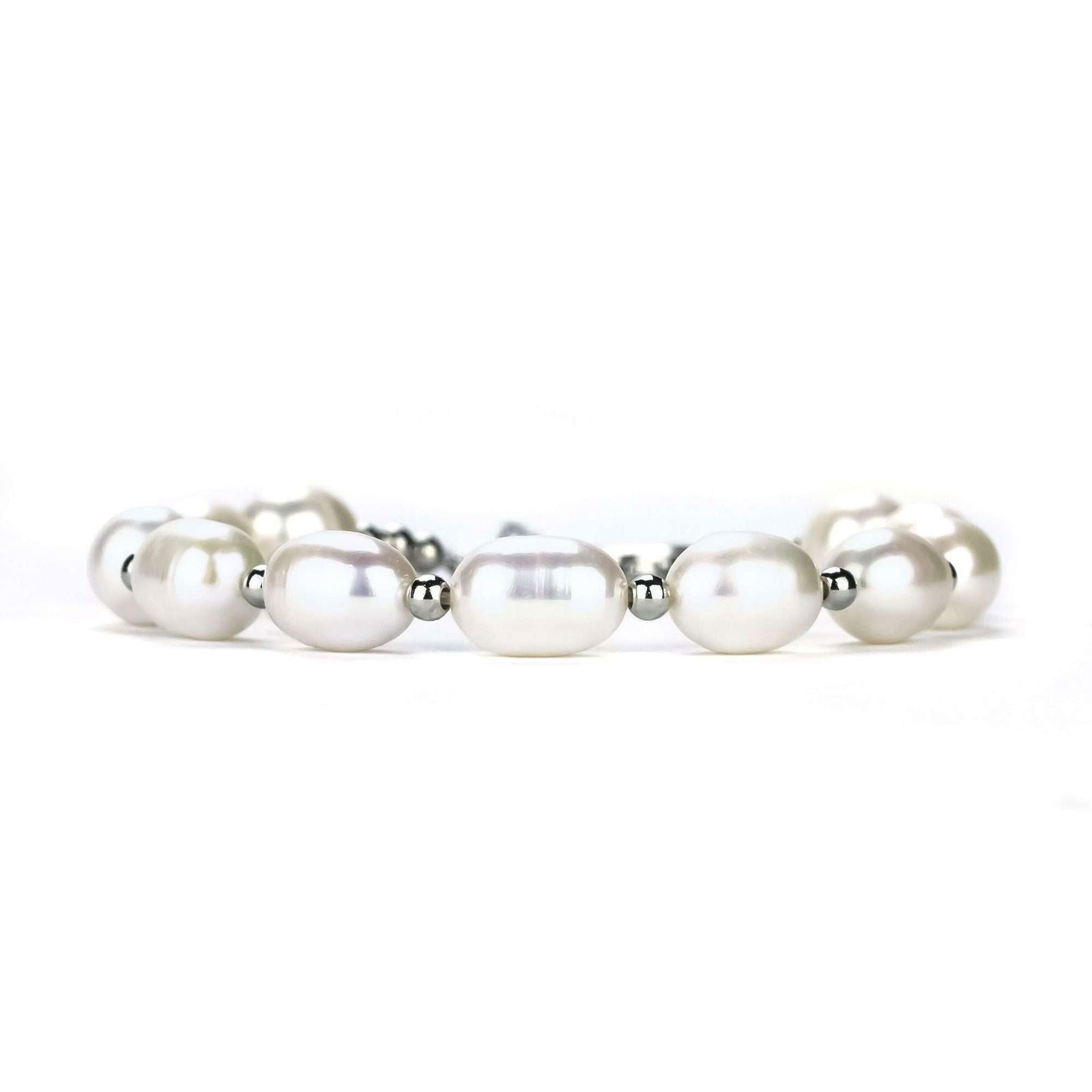 Freshwater Drop Shape White Paddington Bracelet 7-8 mm AAA - Shopgalaxy.ch
