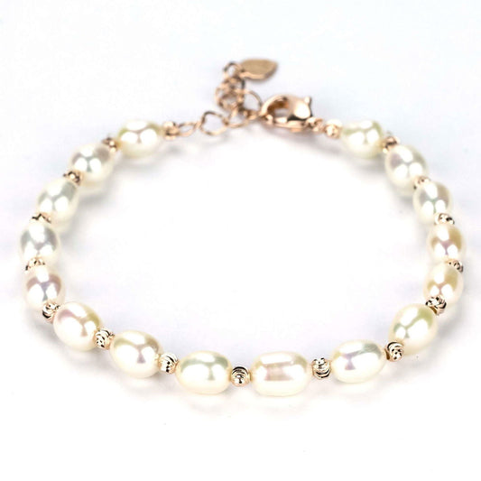 Freshwater Drop Shape White St Lucia Bracelet 7 mm AAAA - Shopgalaxy.ch