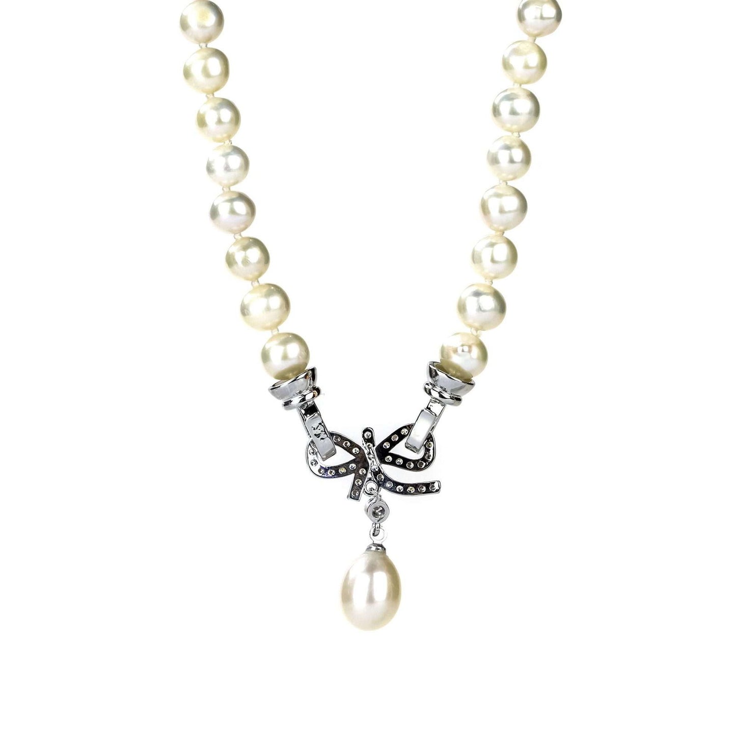 Freshwater Pearls White 17.7 inches Bulimba Strand Necklace with Drop Pearl Pendant 9-10 mm AAA - Shopgalaxy