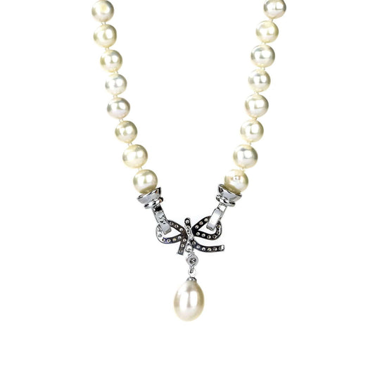 Freshwater Pearls White 17.7 inches Bulimba Strand Necklace with Drop Pearl Pendant 9-10 mm AAA - Shopgalaxy