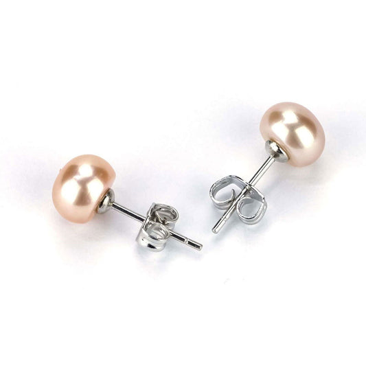 Freshwater Pink Pearl Freemantle Stud Earrings 8-9 mm AAA - Shopgalaxy.ch