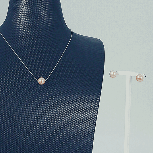 Freshwater Pink Pearls Esperance Minimalist Jewellery Set 8 - 9 mm AAAA - Shopgalaxy