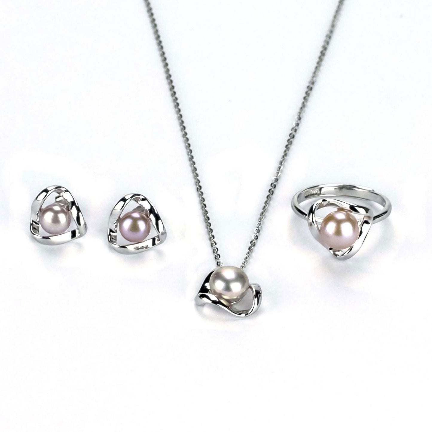 Freshwater Purple Button Shaped Pearl Ridgewood Jewellery Set 6-8 mm AAAA - Shopgalaxy