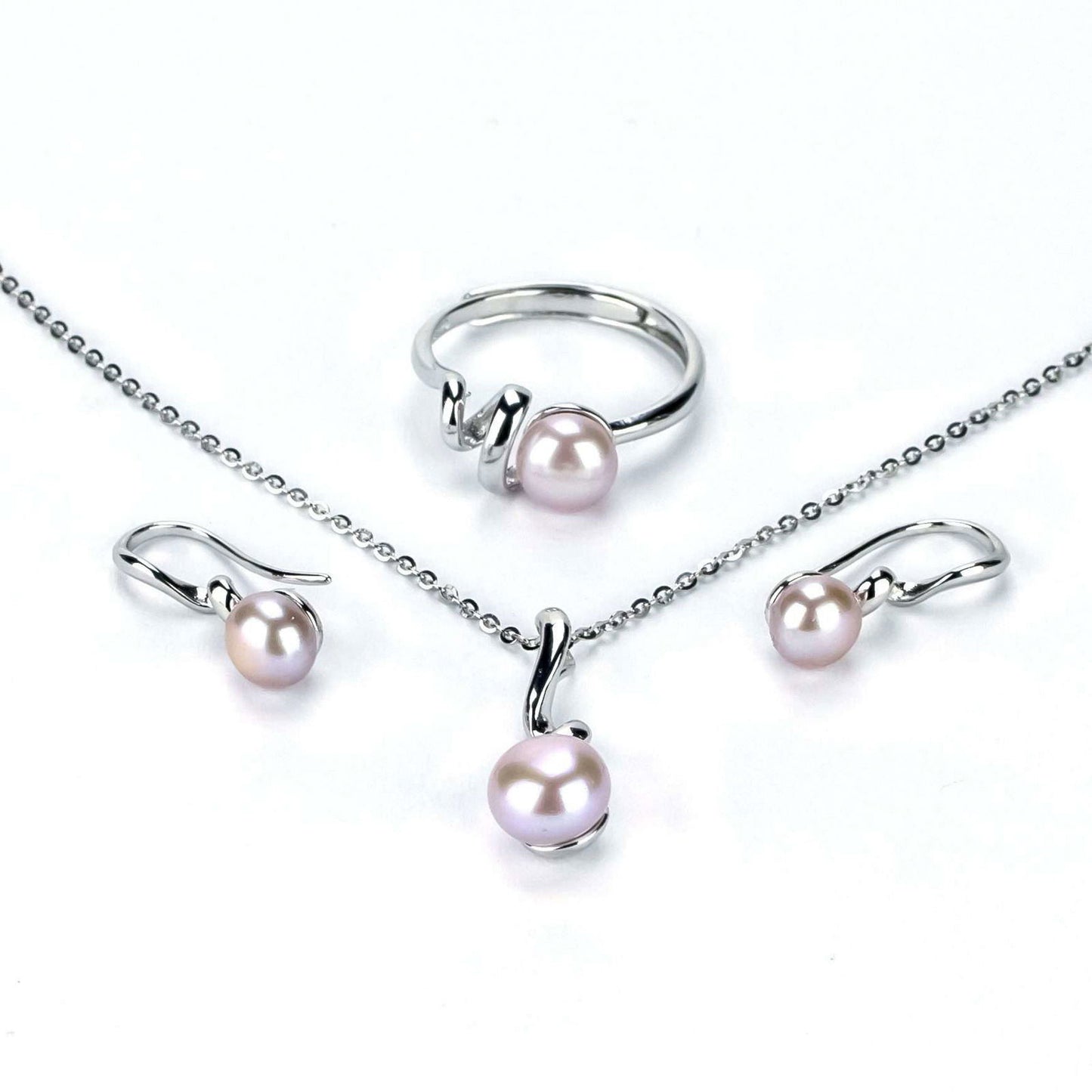 Freshwater Purple Drop and Button Shaped Pearl Clarkson Jewellery Set 6-7 mm AAAA - Shopgalaxy.ch