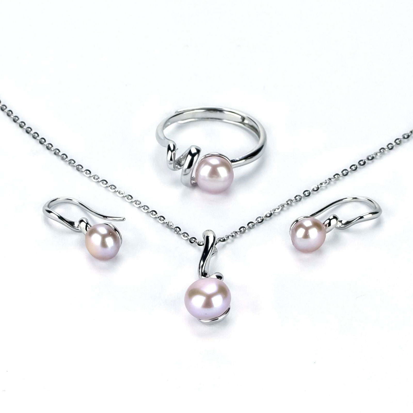 Freshwater Purple Drop and Button Shaped Pearl Clarkson Jewellery Set 6-7 mm AAAA - Shopgalaxy.ch