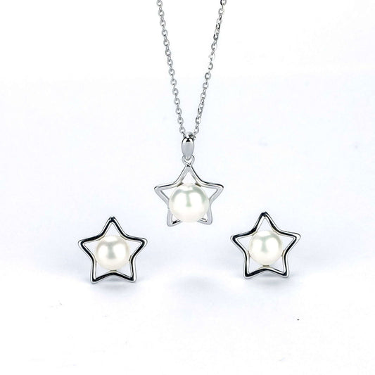 Freshwater White Button Shaped Pearl Port Kennedy Jewellery Set 5-7 mm AAAA - Shopgalaxy.ch