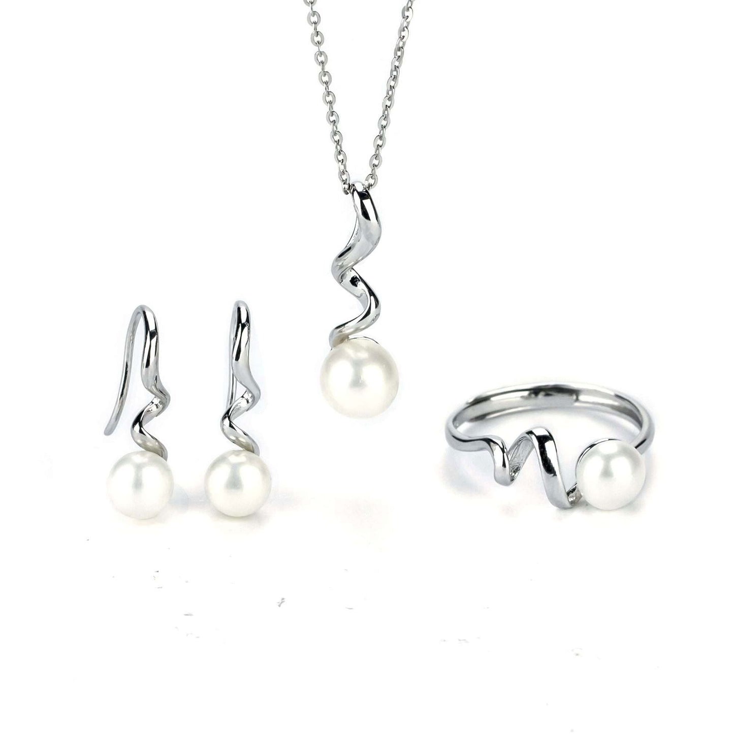 Freshwater White Drop and Button Shaped Pearl Clarkson Jewellery Set 6-7 mm AAAA - Shopgalaxy