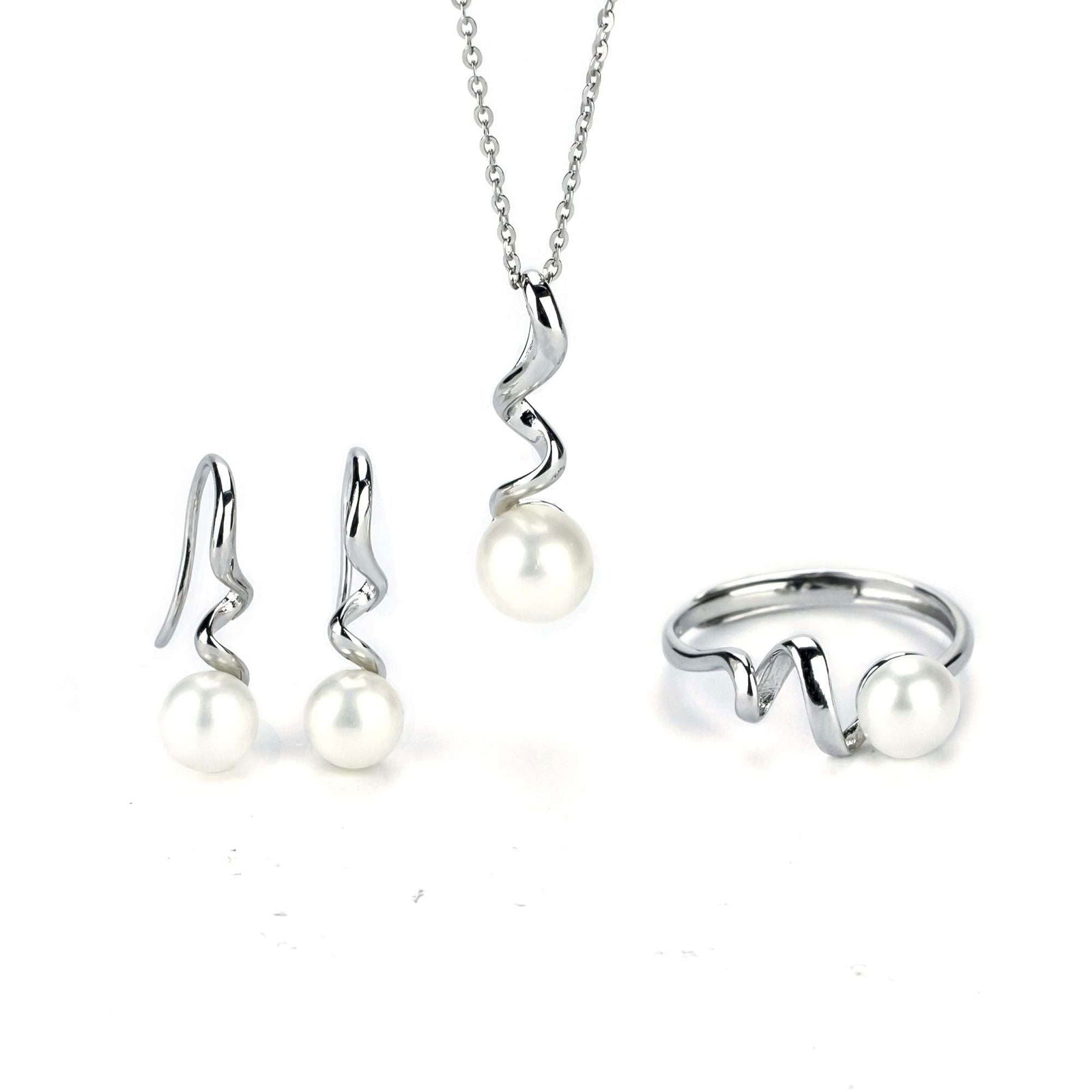 Freshwater White Drop and Button Shaped Pearl Clarkson Jewellery Set 6-7 mm AAAA - Shopgalaxy