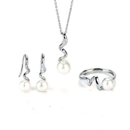 Freshwater White Drop and Button Shaped Pearl Clarkson Jewellery Set 6-7 mm AAAA - Shopgalaxy