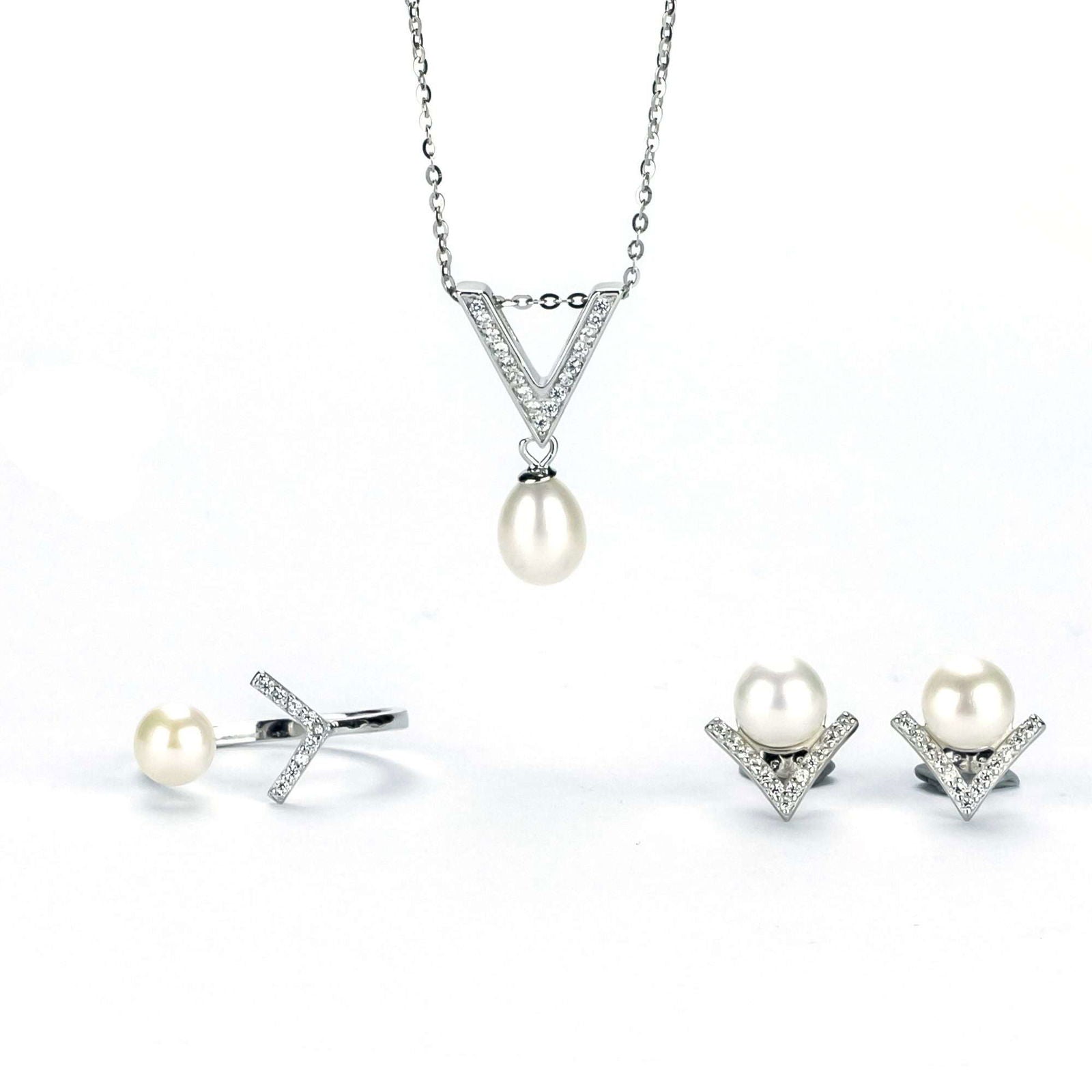 Freshwater White Drop and Button Shaped Pearl Waikiki Jewellery Set 6-7 mm AAAA - Shopgalaxy