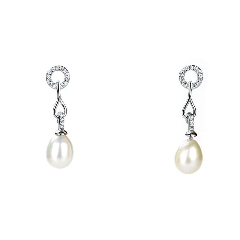 Freshwater White Pearls Ivanhoe Earrings 8-9 mm AAA - Shopgalaxy.ch