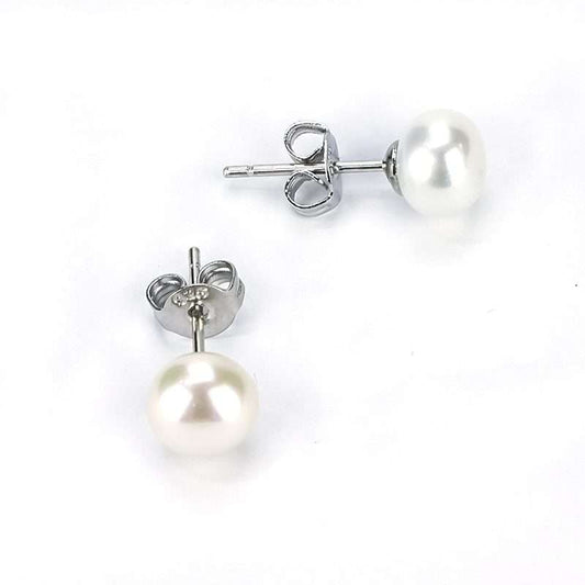 Freshwater White Pearls Kellyville Earrings 7-8mm AAA - Shopgalaxy