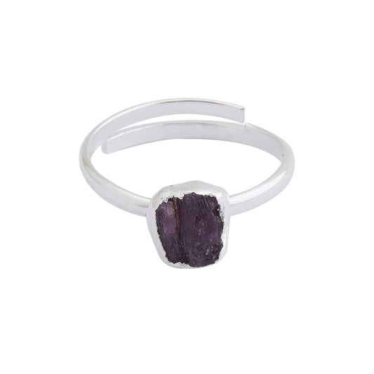 Garnet Adjustable Ring Handmade in its Natural form in 925 Silver - Shopgalaxy