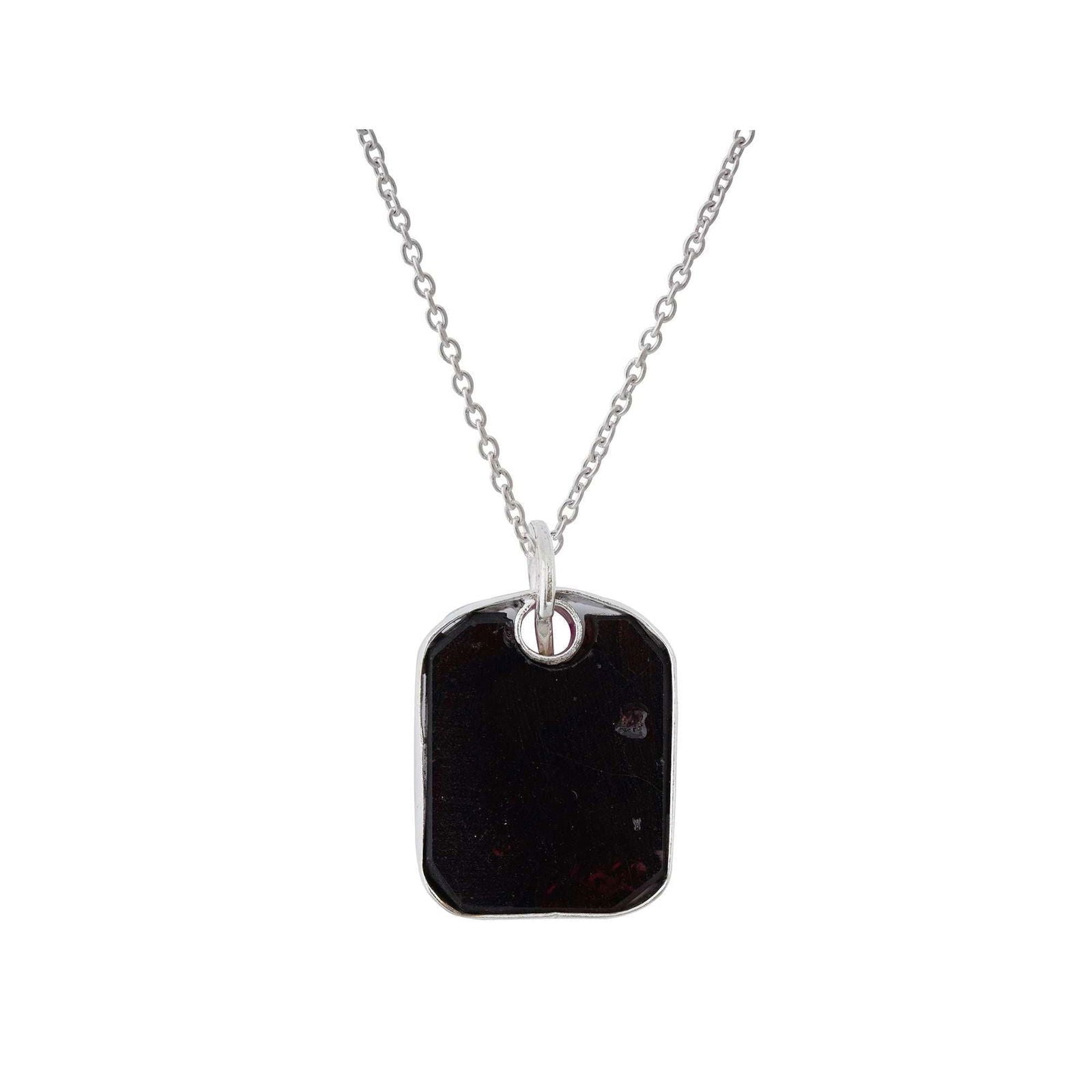 Garnet Pendant in rectangular shape for Men handmade in Silver 925 - Shopgalaxy.ch