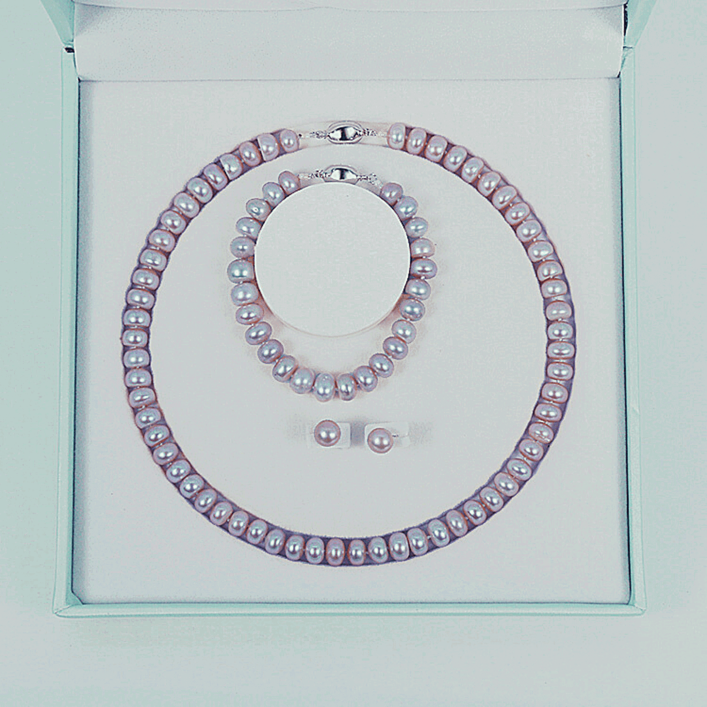 Georgian Jewellery Set 8 - 9 mm AAAA Purple Freshwater Pearls with 17' Strand - Shopgalaxy