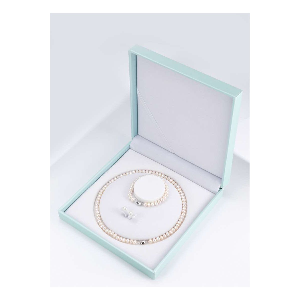 Georgian Jewellery Set 8 - 9 mm AAAA White Freshwater Pearls with 17' Strand - Shopgalaxy