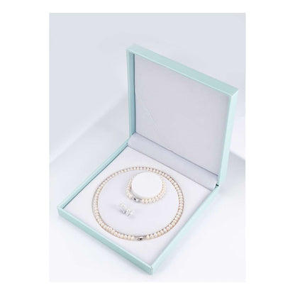 Georgian Jewellery Set 8 - 9 mm AAAA White Freshwater Pearls with 17' Strand - Shopgalaxy