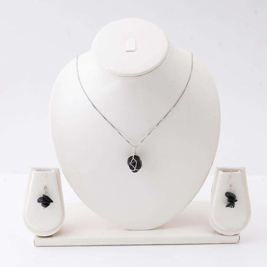 Handcrafted Set of Onyx in its Natural form in Silver 925 - Shopgalaxy