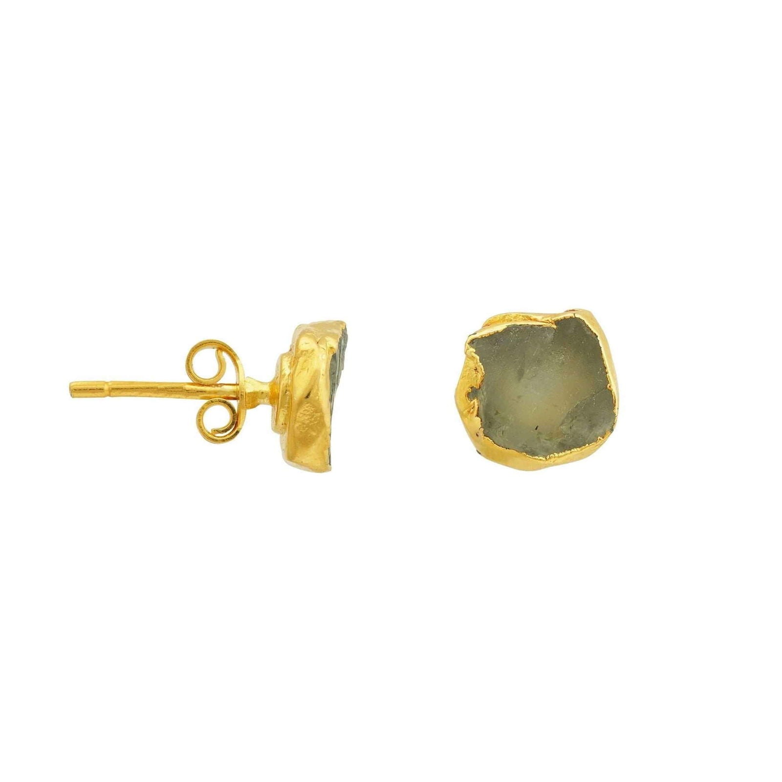 Handmade Aquamarine Earrings in its Natural form Gold Plated - Shopgalaxy.ch