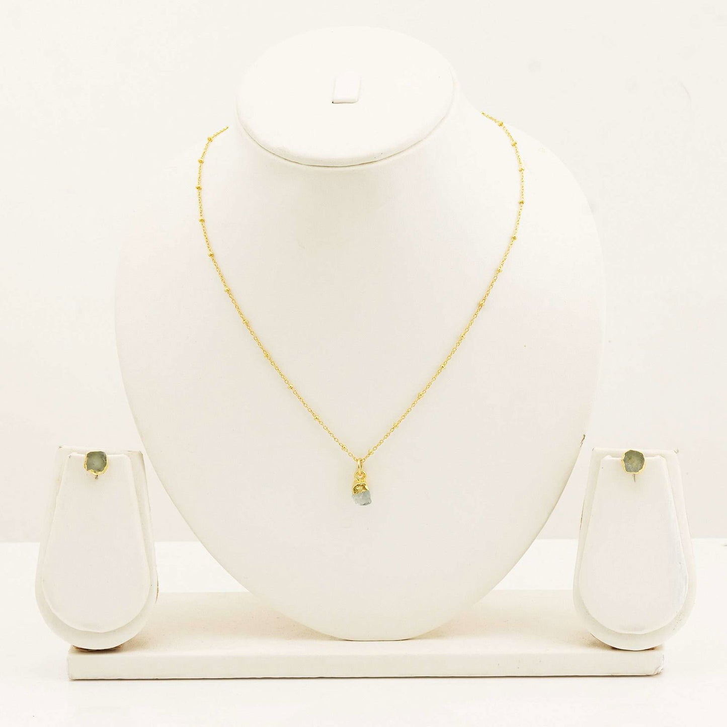 Handmade Aquamarine Set in its Natural form Gold Plated - Shopgalaxy