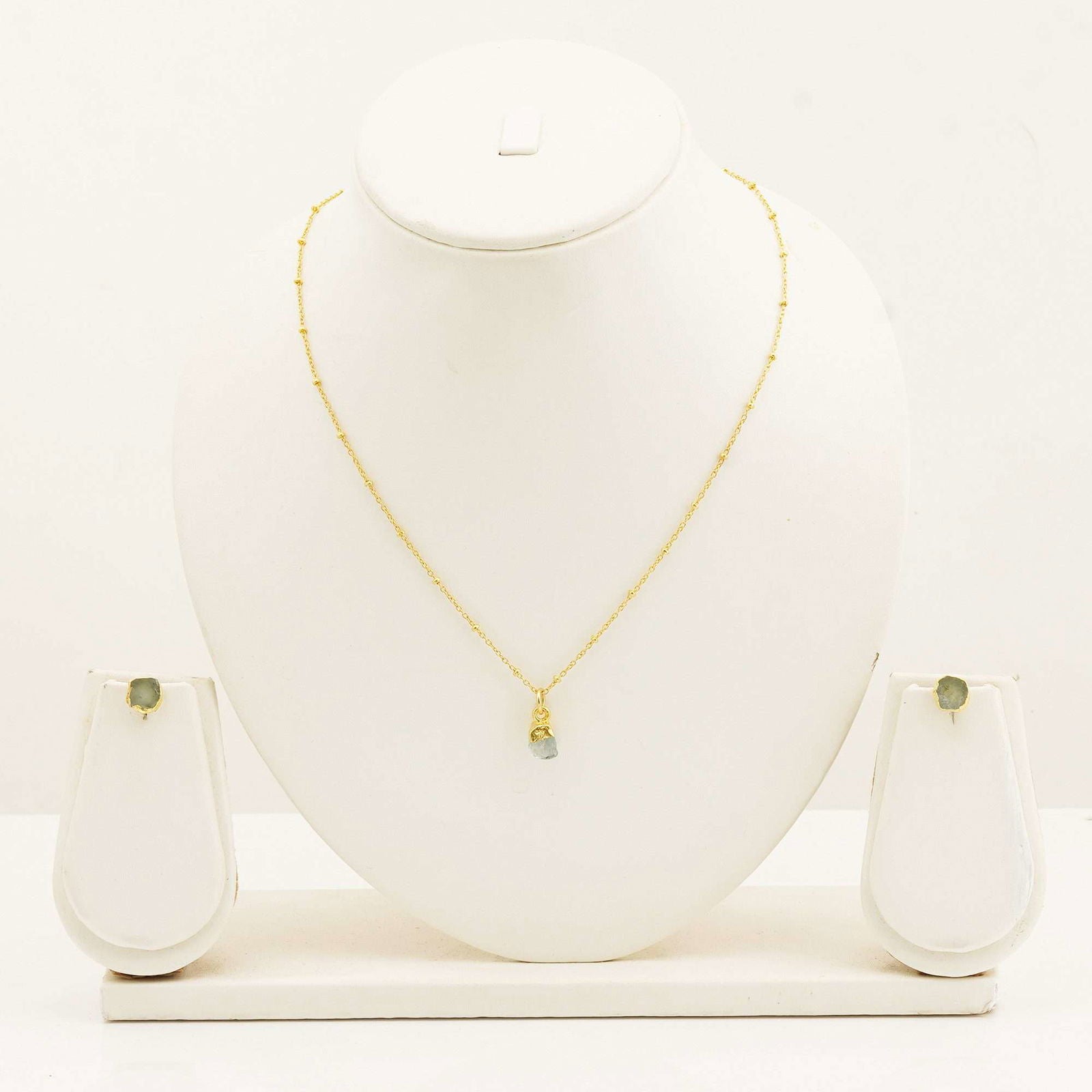 Handmade Aquamarine Set in its Natural form Gold Plated - Shopgalaxy