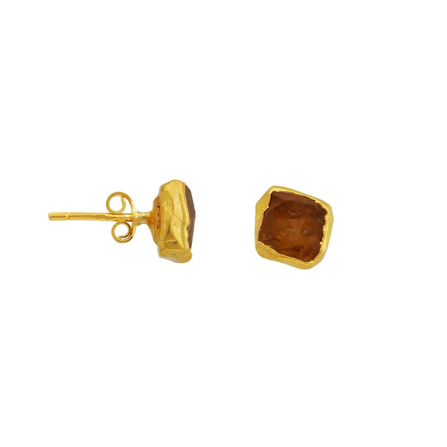 Handmade Citrine Earrings in its Natural form Gold Plated - Shopgalaxy