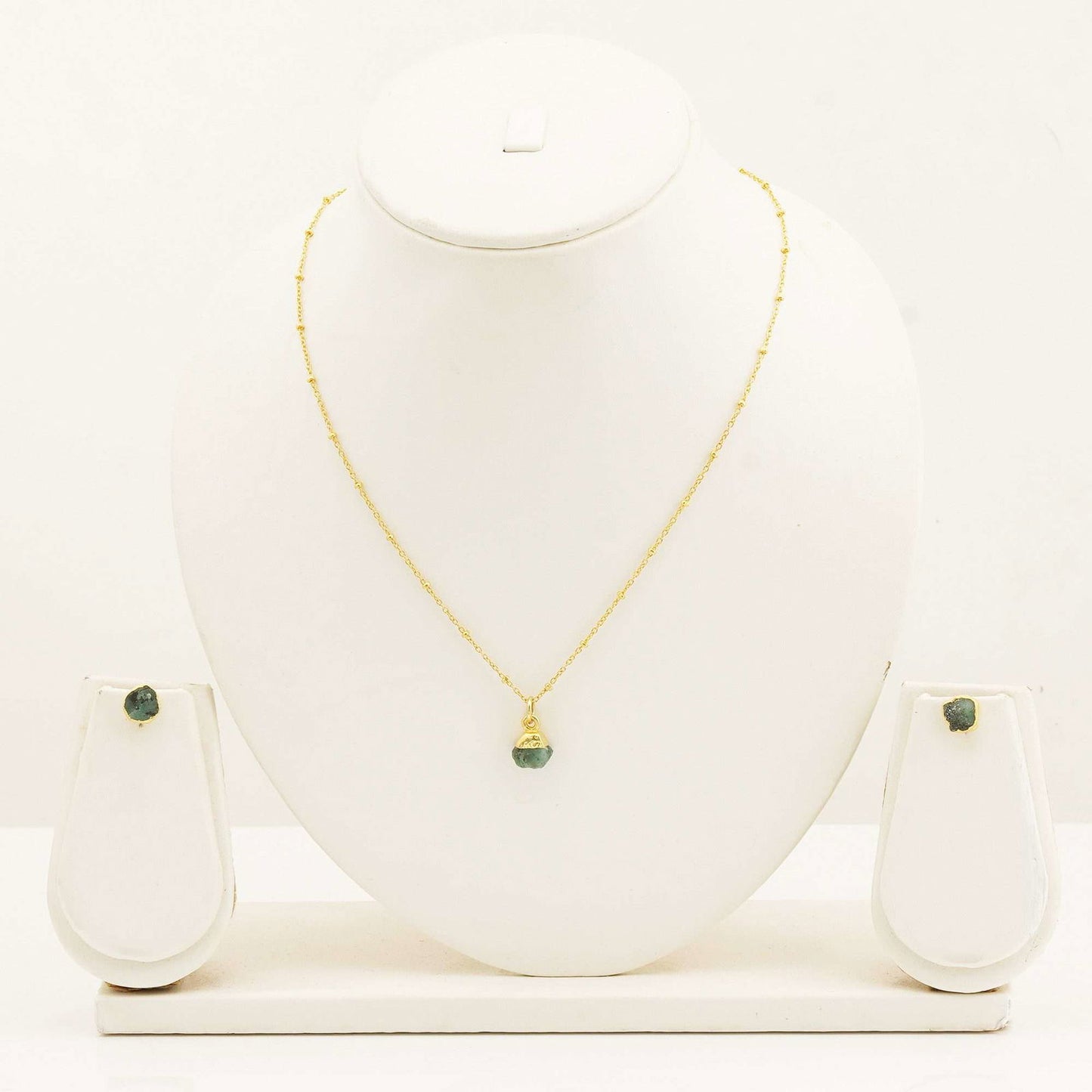 Handmade Emerald Set in its Natural form Gold Plated - Shopgalaxy