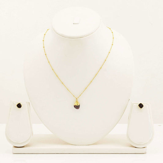 Handmade Garnet Set in its Natural form Gold Plated - Shopgalaxy